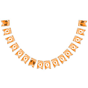 Orange Happy Birthday Floral Bunting Banner