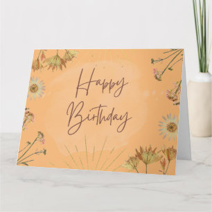 Orange Happy Birthday Folded Greeting Card
