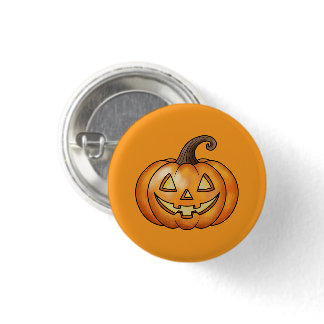 Orange Happy Cartoon Pumpkin Halloween Button