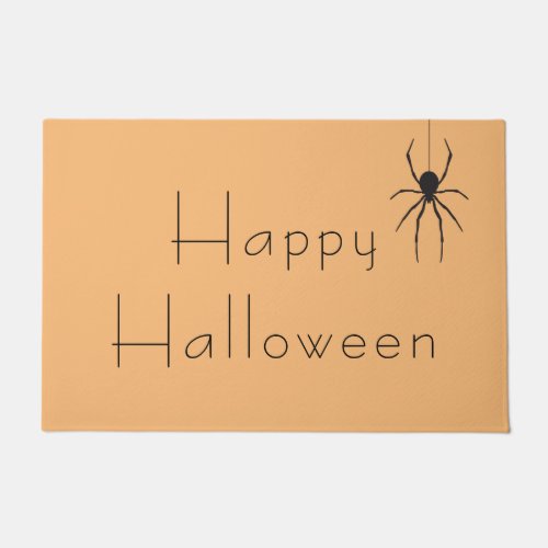 Orange Happy Halloween Spooky Black Spider Doormat