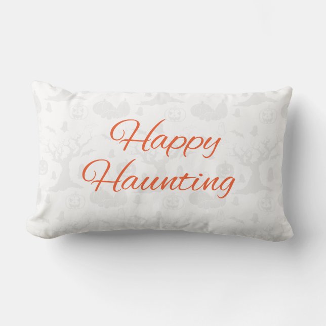 Orange Happy Haunting Halloween Design Pillow (Front)
