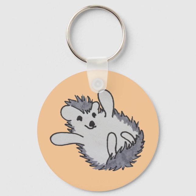 Orange Happy Hedgehog Keychain (Front)
