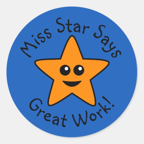 Orange Happy Star Great Work Stickers
