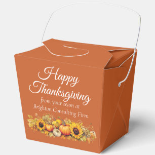 Orange Happy Thanksgiving Pumpkins Fortune Party Favor Boxes