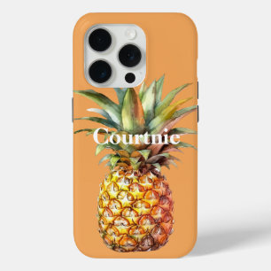 Orange Happy Tropical Pineapple iPhone 15 Pro Case
