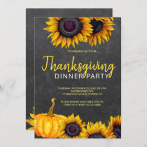 Orange Harvest Chalkboard Thanksgiving Dinner Invitation