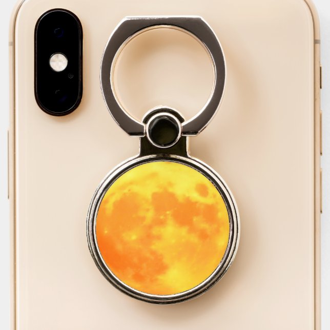 Orange Harvest Moon Photography Phone Ring Stand (Close Up)