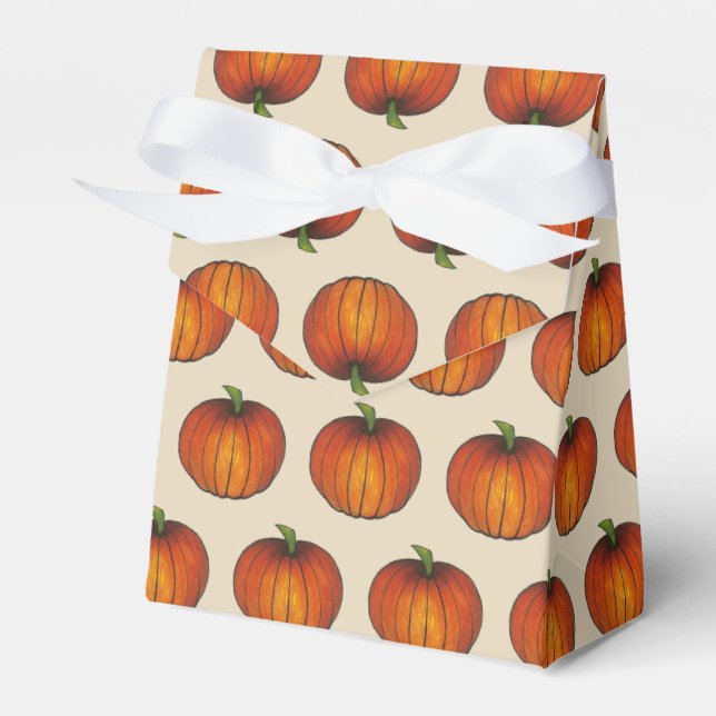 Orange Harvest Pumpkin Halloween Thanksgiving Fall Favor Boxes (Front Side)