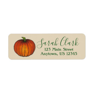 Orange Harvest Pumpkin Halloween Thanksgiving Fall Label