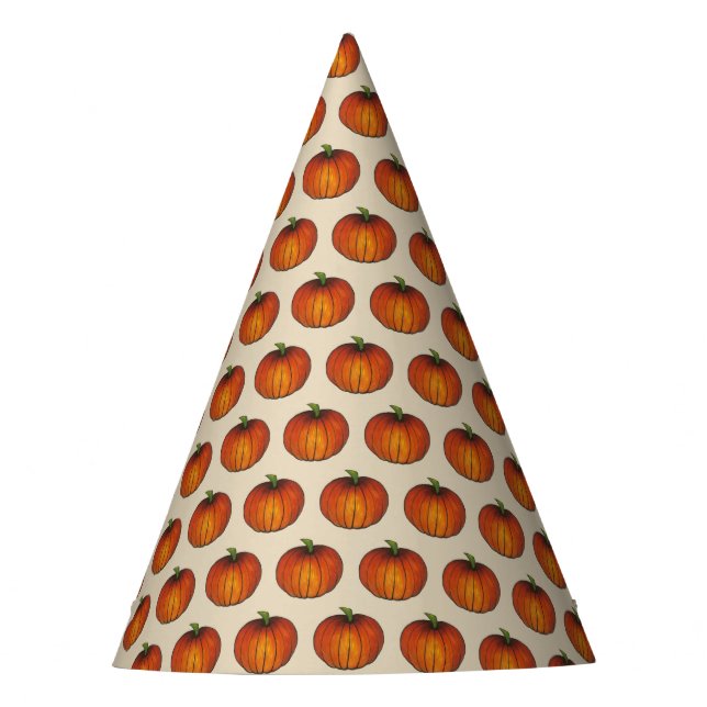Orange Harvest Pumpkin Halloween Thanksgiving Fall Party Hat (Front)