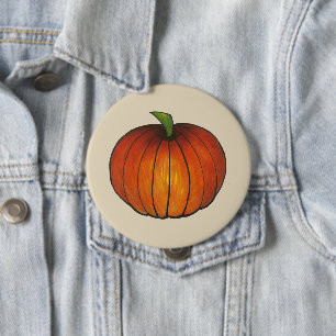 Orange Harvest Pumpkin Patch Fall Autumn Button