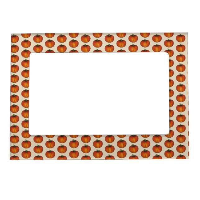 Orange Harvest Pumpkin Picking Halloween Autumn Magnetic Picture Frame (Front)