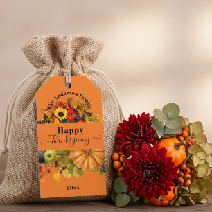 Orange Harvest Pumpkin Thanksgiving Favor Gift Tags