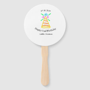 Orange hat 2nd birthday kids retro floral bright b hand fan