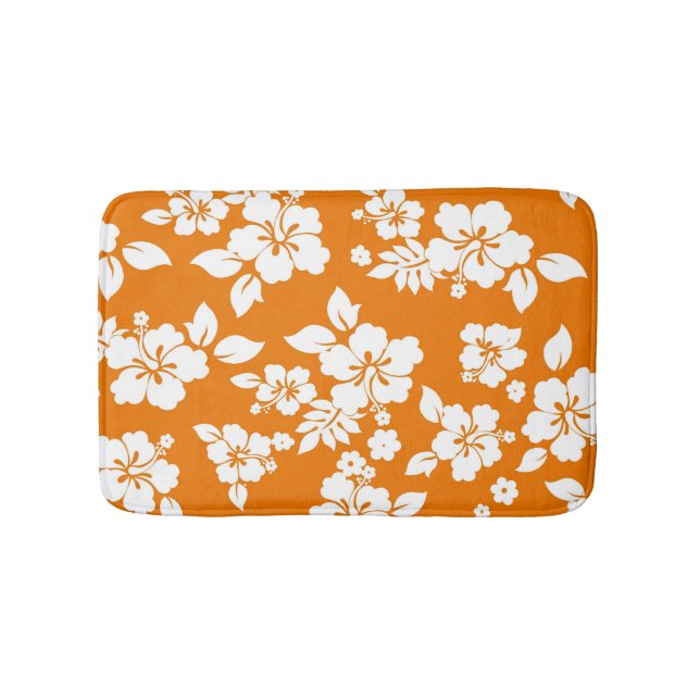 Orange Hawaiian Bathroom Mat (Front)