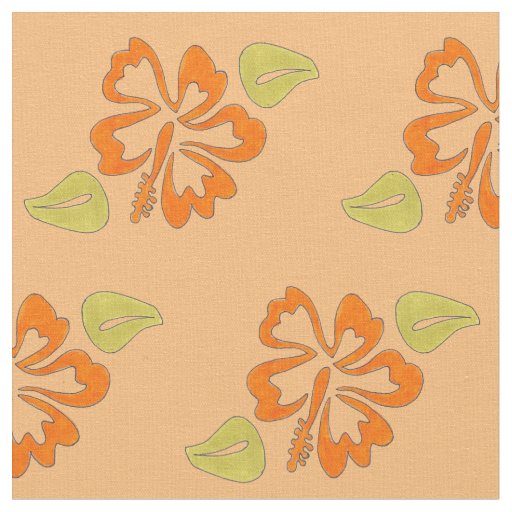 Orange Hawaiian Hibiscus Tropical Island Flowers Fabric