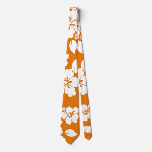 Orange Hawaiian Pattern Neck Tie