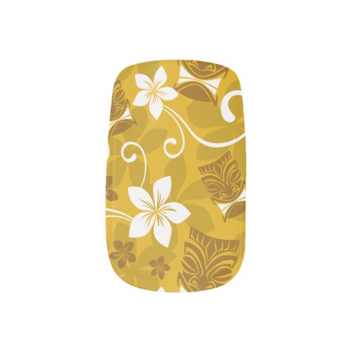 Orange Hawaiian Tiki Print Minx Nail Art