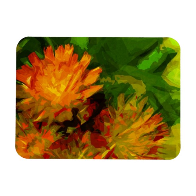 Orange Hawkweed Blossoms Abstract Impressionism Magnet (Horizontal)