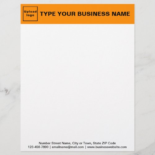 Orange Header and Black Texts Footer on Business Letterhead