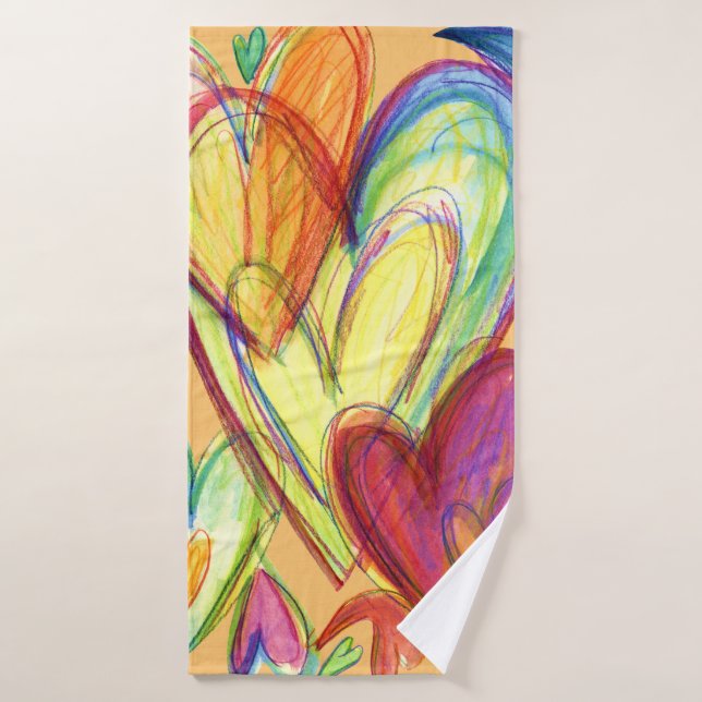 Orange Healing Hearts Art Towel (Bath Towel)