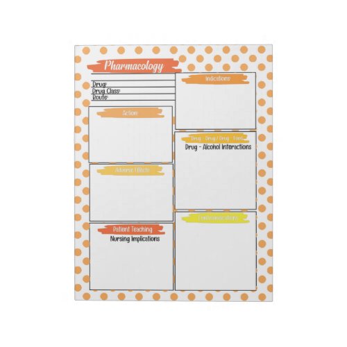 Orange Healthcare Student Pharmacology Template Notepad