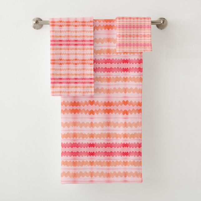 Orange Heart Bath Towel Set (Insitu)