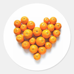 Orange Heart Classic Round Sticker