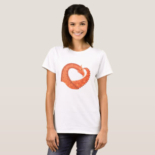 Orange heart dragon on white T-Shirt