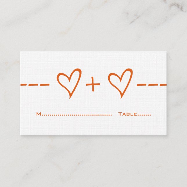 Orange Heart Equation Place Card (Front)