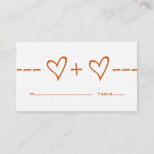 Orange Heart Equation Place Card