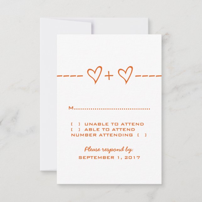 Orange Heart Equation Response Card (Front)