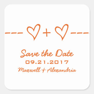 Orange Heart Equation Save the Date Stickers