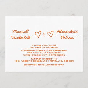 Orange Heart Equation Wedding Invite