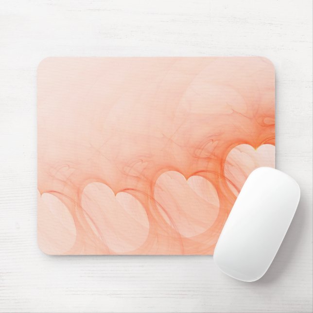 Orange Heart Line Mouse Pad (With Mouse)