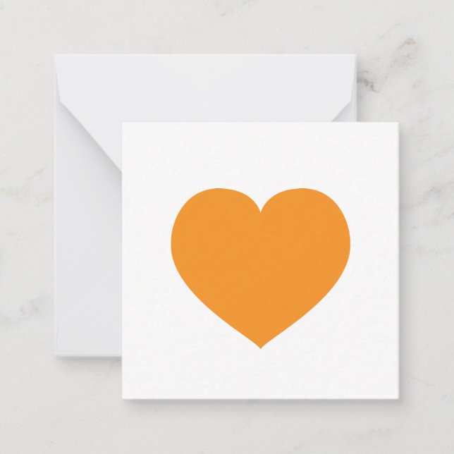 Orange Heart Modern Love Note Summer Fall  Card (Front)