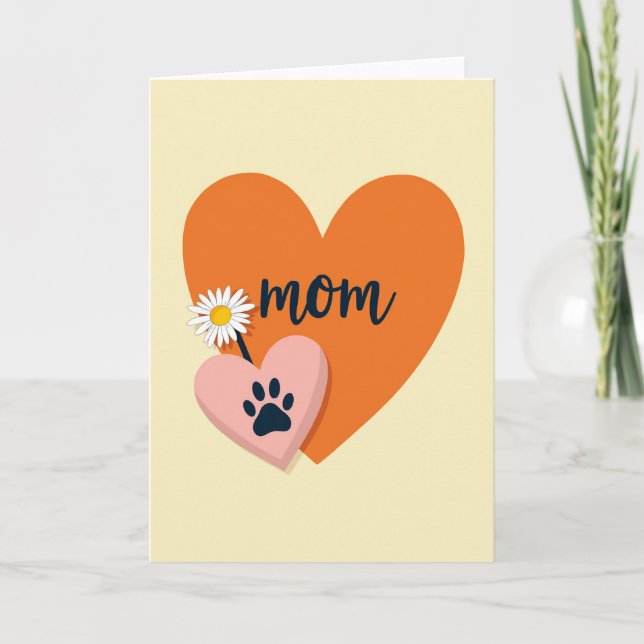 Orange Heart Mom Illustration Card (Front)