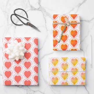 Orange Heart Polka Dot Abstract Pattern 
