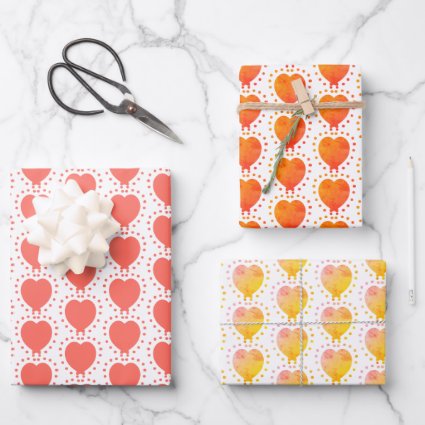 Orange Heart Polka Dot Abstract Pattern 