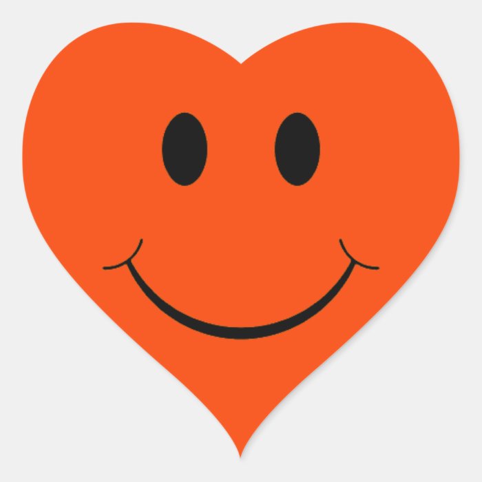 Orange Heart Smiley Face Stickers