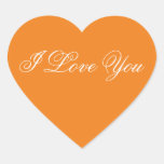 Orange Heart Sticker - I Love You