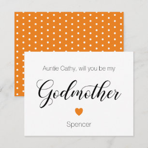 Orange Heart Will You Be My Godmother Proposal Invitation