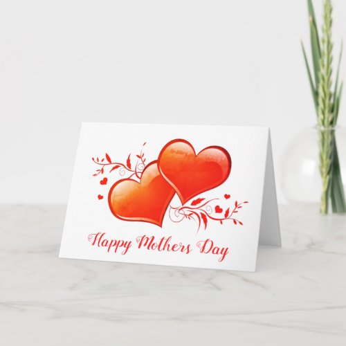 Orange hearts mothers day cute customizable card