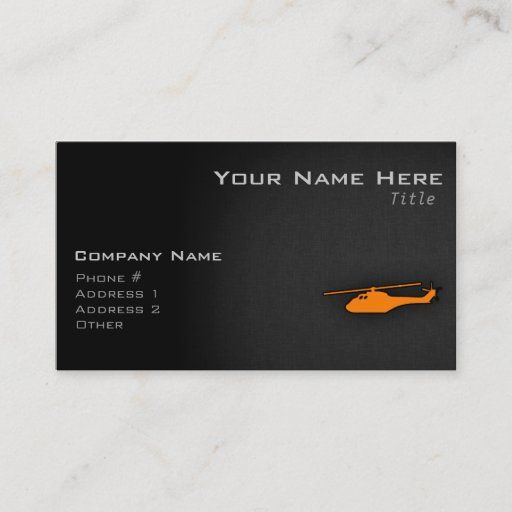 Customizable Orange Helicopter Business Card Template