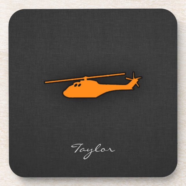 Orange Helicopter Drink Coaster (Front)