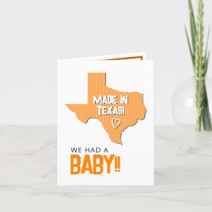 Orange Herringbone Made in Texas Photo Baby Announcement