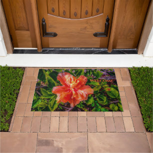 Orange Hibiscus Beauty Doormat
