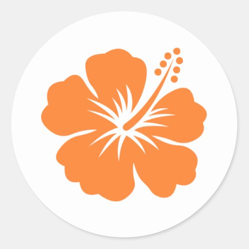 Orange hibiscus flower classic round sticker