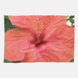 Orange Hibiscus Flower Macro Kitchen Towel