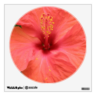 Orange Hibiscus Flower Macro Wall Decal